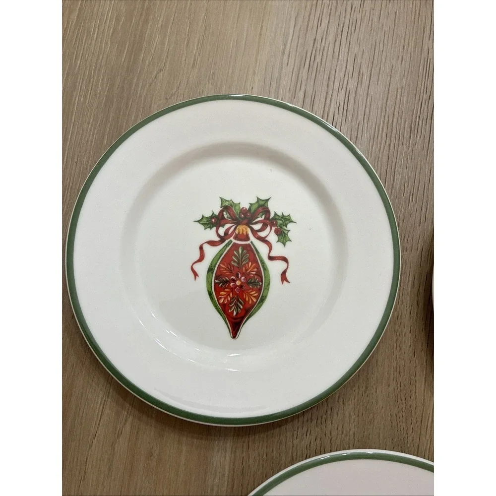 Christopher Radko Traditions Holiday Celebrations 3 Salad Bread Plates 8 1/4